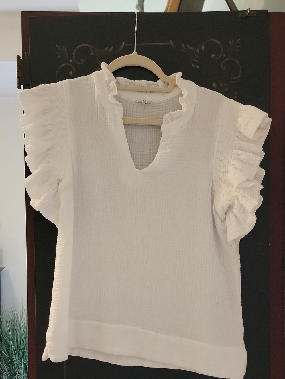 JODIFL White Ruffle Sleeve Gauze Blouse